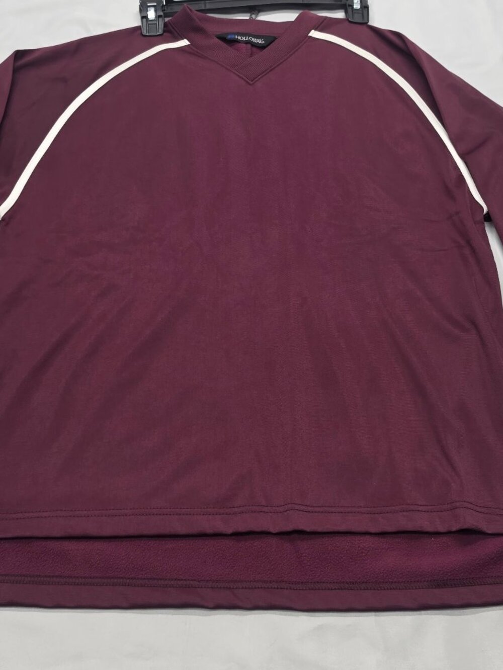NWT Holloway Maroon Long Sleeve Performance Top Small White Piping Athletic Pull